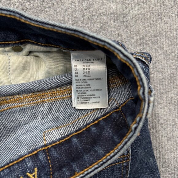 AEO Next Level Airflex Slim Jeans Straight Distressd Grunge Y2K Indie Mens 29x32 - Picture 8 of 12